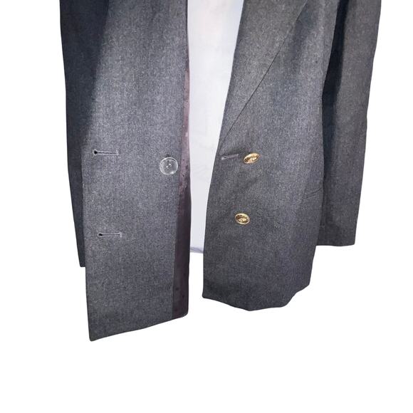 Talbots Women’s Size 12P Gray Wool Gold Button Mid Length Y2K Vintage Blazer USA - Picture 7 of 11